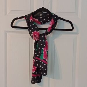Floral Black and Polka Dot Pink Scarf
